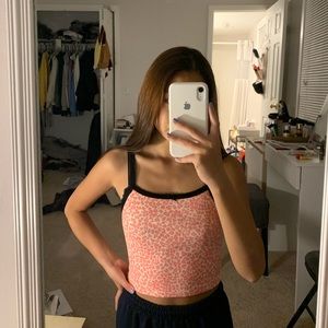 Brandy Melville pink leopard tank top